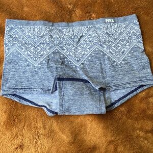 Victoria’s Secret PINK Fair Isle Print Boyshort BNWOT navy blue heather